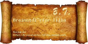 Breinstörfer Tilla névjegykártya